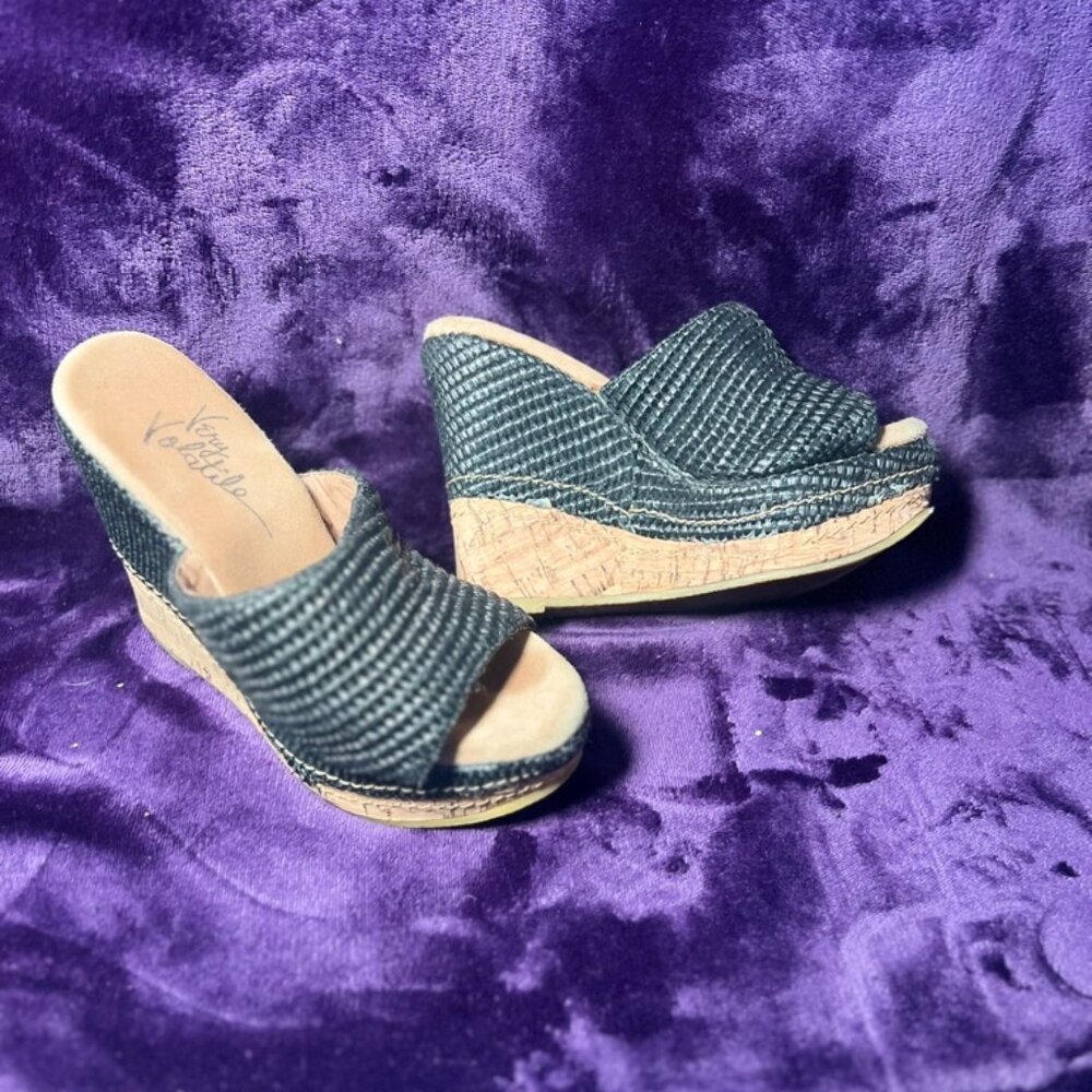 VERY VOLATILE | Raffia And Cork Hampton Wedge Heel Platform | Size 6